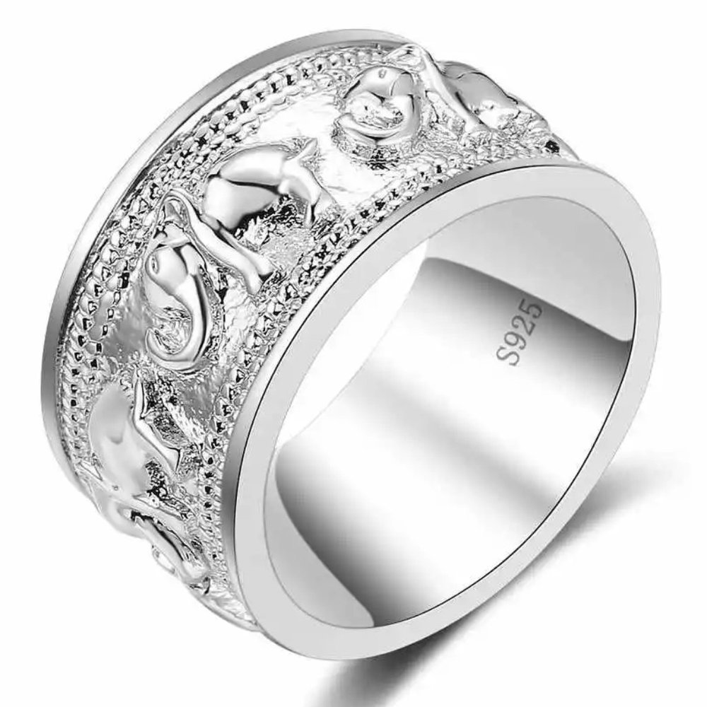 925 Sterling Silver Ring Elephant Bohemian Simple Minimalist Engagement Rings - Picture 1 of 6